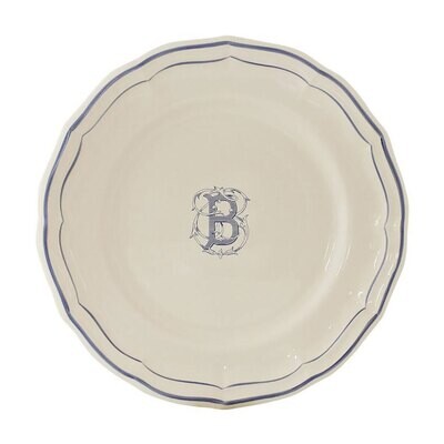 Gien Monogram Filet Bleu Dessert Plate Letter B 1710ADEB22, MPN: 1710ADEB22, 840769019475