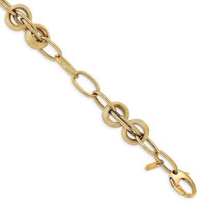 Leslie&#39;s Textured Fancy Link Bracelet 14k Gold Polished HB-LF1370-7.75, MPN: LF1370-7.75, 191101744…