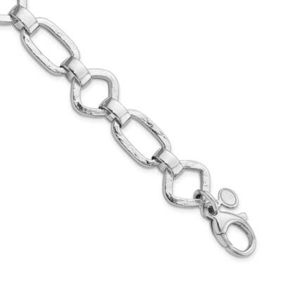 Hammered Geometric with .5 Inch Extender Bracelet Sterling Silver Rhodium-Plated QG5841-7.25, MPN: …
