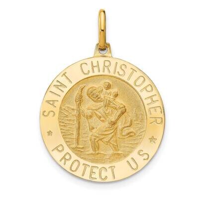 Leslie&#39;s Satin Round St. Christopher Pendant 14k Gold Polished HB-LF1343, MPN: LF1343, 196904158227