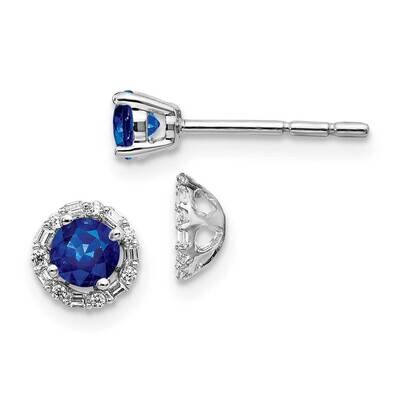 Sapphire Earrings 14k White Gold Diamond EM4024-SA-007-WA, MPN: EM4024-SA-007-WA, 191101837067