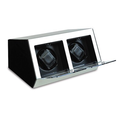 Silver Metal &amp; Acrylic Double Watch Winder GM8395