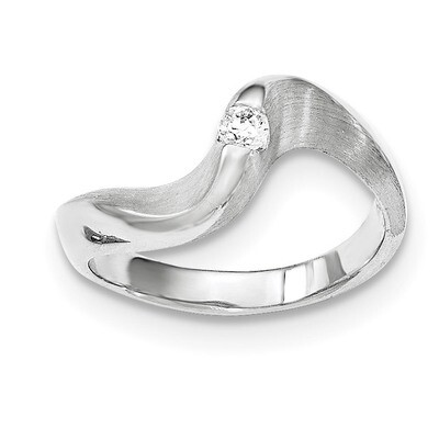 Brushed And Polished CZ Ring Sterling Silver QR5989-6