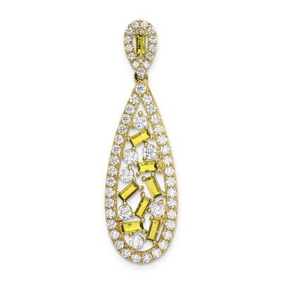 Si1/Si2, G H I, Lab Crtd Ylw Sap Teardrop Pendant 14k Gold Lab Grown Diamond PM7934-CYS-092-YLG, MP…