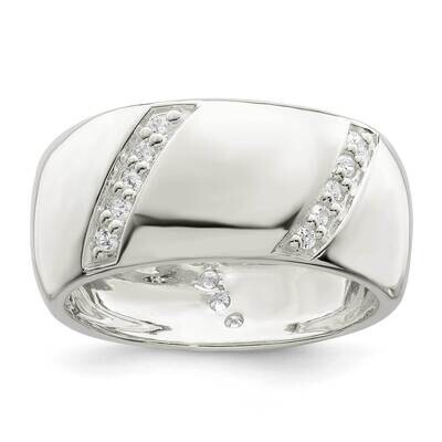 Slanted Lines Ring Sterling Silver Cz Diamond QR7248, MPN: QR7248,