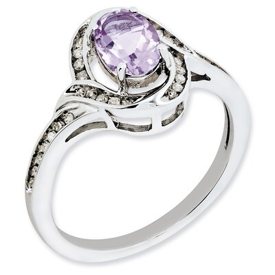 Pink Quartz &amp; Diamond Ring Sterling Silver QR3094PQ, MPN: QR3094PQ, 883957654355