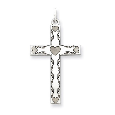 Cross Pendant Laser Designed Sterling Silver QXR194, MPN: QXR194, 191101296178