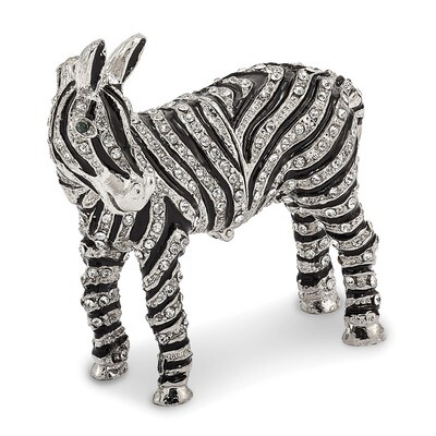 Full Crystal Zebra Trinket Box Enamel on Pewter by Jere, MPN: BJ2041, 191101594809