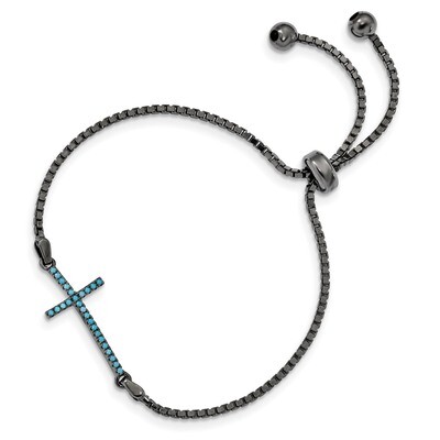 Black-Rhodium Dyed White Howlite Cross AdjuSaint Bracelet Sterling Silver QG4635, MPN: QG4635, 1911…