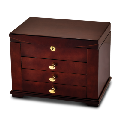 Matte Cherry Finish Poplar Veneer Jewelry Chest with Side Doors by Jere, MPN: JJB856, 196904089583