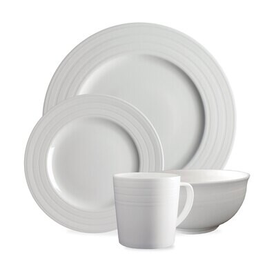 Caskata Cambridge Stripe 4 Pieces Place Setting White PLCE-760, MPN: PLCE-760, 816666029206