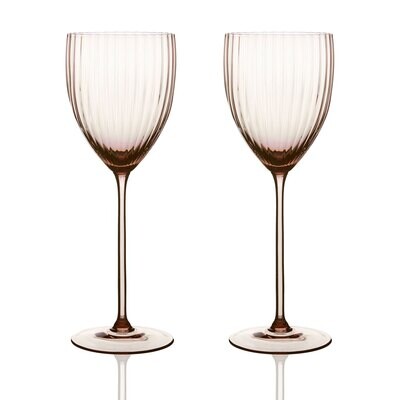 Caskata Quinn Optic White Wine Glasses Set of 2 Mocha GL-OWWIN-600, MPN: GL-OWWIN-600, 817325015332