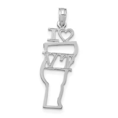 Vermont State Pendant 14k White Gold Solid D1193W, MPN: D1193W,