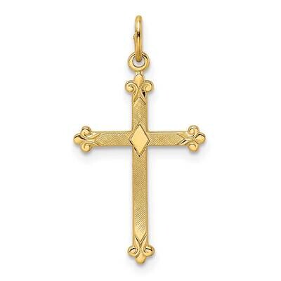 Textured Solid Diamond Shape Cross Pendant 14k Gold Polished XR1950, MPN: XR1950,