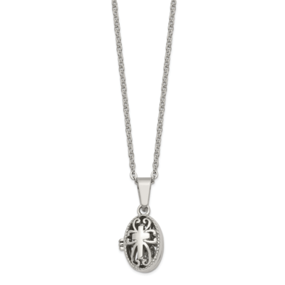 Antiqued Oval Magnetic Necklace Stainless Steel Polished SRN1385-18 by Chisel, MPN: SRN1385-18, 886…