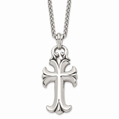 Cross Necklace Stainless Steel Antiqued SRN1625-24 by Chisel, MPN: SRN1625-24, 191101389160