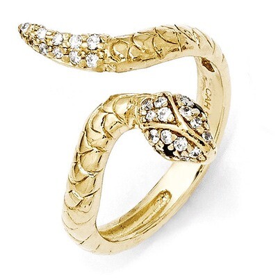 Cheryl M Snake Ring Sterling Silver Gold-plated Cubic Zirconia QCM590, MPN: QCM590, 886774014883