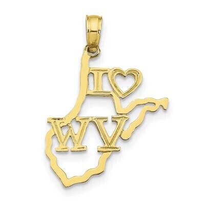 West Virginia State Pendant 10k Gold Solid 10D1196, MPN: 10D1196,