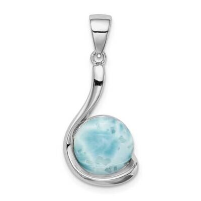 Larimar Swirl Design Pendant Sterling Silver Rhodium-plated QP5227, MPN: QP5227, 883957730431