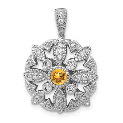 .25 Citrine Fancy Pendant 14k White Gold Diamond PM3942-CI-025-WA, MPN: PM3942-CI-025-WA,