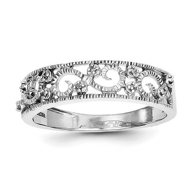 Diamond Band Sterling Silver Rhodium QDX144-6, MPN: QDX144, 813455011121