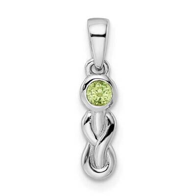 Polished Peridot Infinity Birthstone Pendant Sterling Silver Rhodium-plated QBPD34AUG, MPN: QBPD34A…