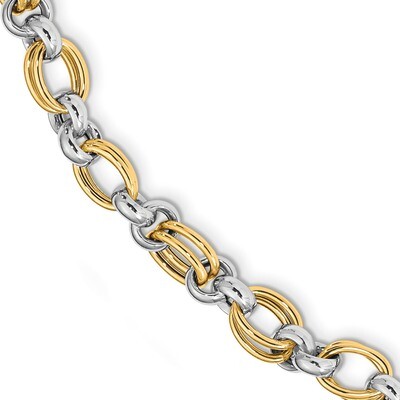 Leslie&#39;s Polished Link Bracelet 14k Two-tone Gold HB-LF1297-7.5, MPN: LF1297-7.5, 191101745249