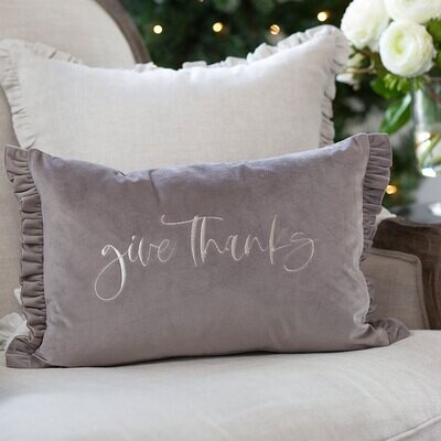 Crown Give Thanks Velvet Decor Pillow Taupe DP881