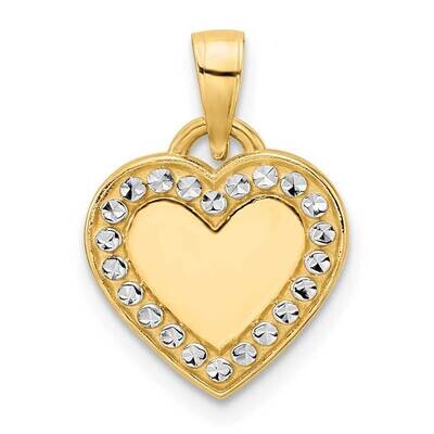 Border Heart Pendant 14k Gold and White Rhodium Diamond-Cut M2935, MPN: M2935,