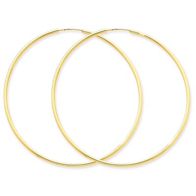 1.5mm Polished Round Endless Hoop Earrings 14k Gold XY1167, MPN: XY1167, 883957299525