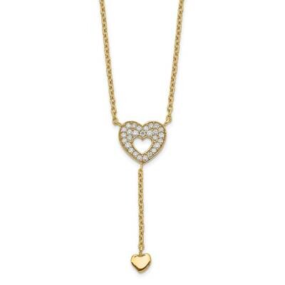 Heart with CZ Diamonds Necklace 14k Gold CZ Diamond SF2759-17, MPN: SF2759-17, 886774079653