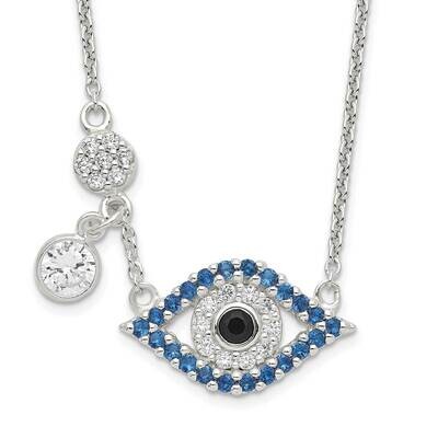 CZ Diamond Evil Eye Necklace 18 Inch Sterling Silver Polished QG6075-18, MPN: QG6075-18, 1911017685…
