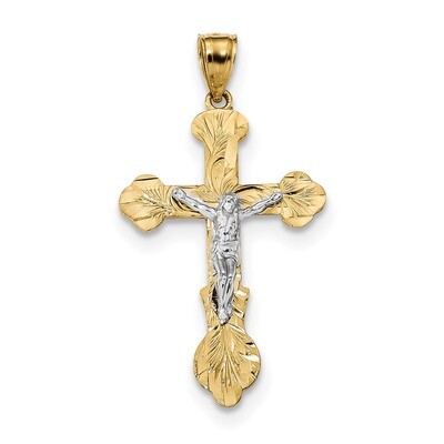 Swirl Design Budded Crucifix Pendant 14k Two-Tone Gold K6323, MPN: K6323, 883957787664
