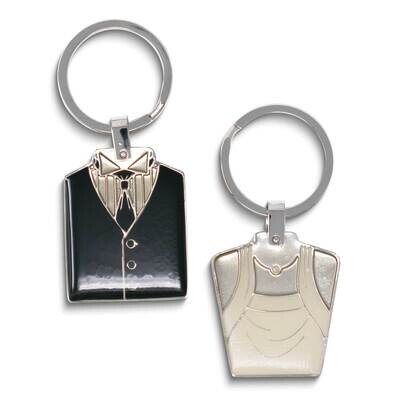 Silver-tone Bride and Groom Enameled Crystal Key Ring Set GM25314, MPN: GM25314, 788089100179