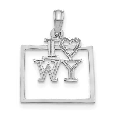 Wyoming State Pendant 14k White Gold Solid D1197W, MPN: D1197W,