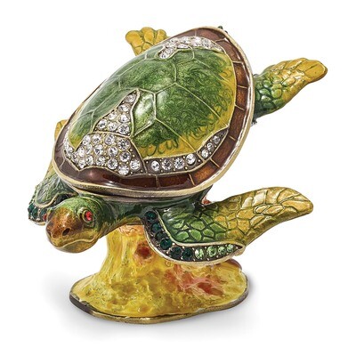 Reef Dweller Turtle Trinket Box Enamel on Pewter by Jere, MPN: BJ2086, 191101595219