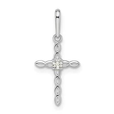 CZ Diamond Cross Pendant 14k White Gold XR1990, MPN: XR1990,