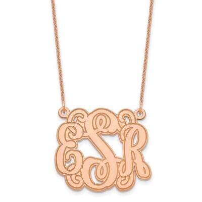 Polished Etched Outline Monogram Necklace 14k Rose Gold Small XNA539R, MPN: XNA539R,