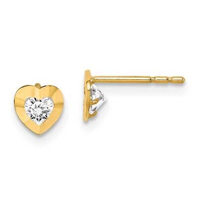 Heart Post Earrings 14k Gold CZ Diamond GK1003 by Madi K, MPN: GK1003, 191101901102