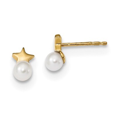 Freshwater Cultured Pearl Star Polished Post Earrings 14k Gold TE652, MPN: TE652, 191101146954