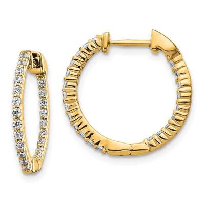 Polished Lab Grown Diamond SI1/SI2 G H I In And Out Hinged Hoop Ear 14k Yellow Gold EM5430-050-YLG,…