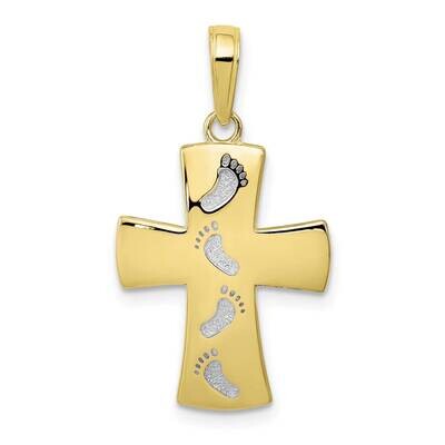 Cross with Footprints Pendant 10k Gold &amp; Rhodium 10C4430, MPN: 10C4430, 63721818668