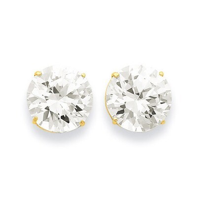 12mm Round Synthetic Diamond Post Earrings 14k Gold XD35CZ, MPN: XD35CZ, 716838209996