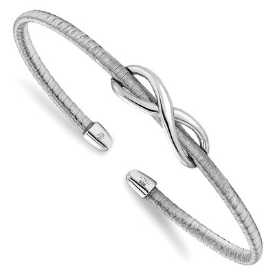 Leslie&#39;s Rhodium Textured Infinity Cuff Bangle Sterling Silver HB-QLF897, MPN: QLF897, 191101851810