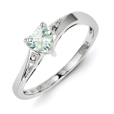 Green Quartz Diamond Ring Sterling Silver QR4555AG, MPN: QR4555AG, 883957491783