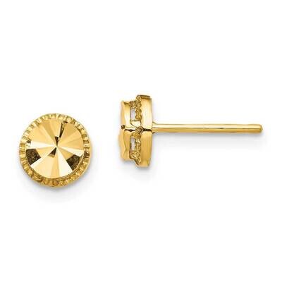 Round Post Earrings 14k Gold Diamond-cut TF1533, MPN: TF1533, 883957016054