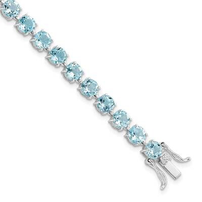 5mm Blue Topaz Bracelet Sterling Silver Rhodium-Plated Polished QX991BT, MPN: QX991BT, 196904164464