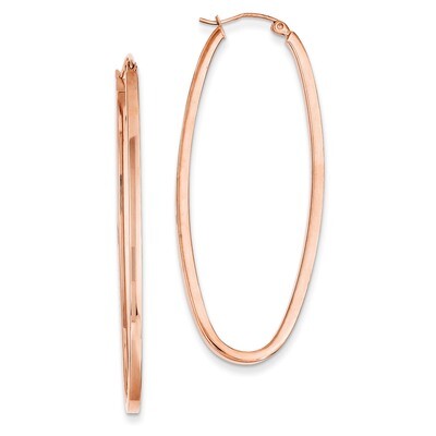 2mm Square Tube Oval Hoop Earrings 14k Rose Gold TH503, MPN: TH503, 886774118741