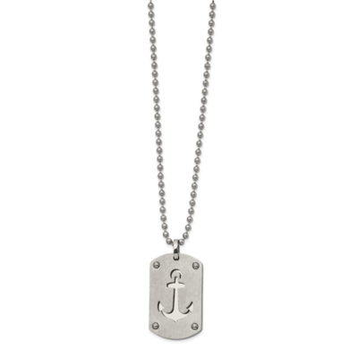 Anchor Dog Tag Necklace Stainless Steel Brushed and Polished SRN2636-24 by Chisel, MPN: SRN2636-24,…