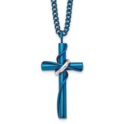 Blue Ip-Plated Moveable Cross 24 Inch Necklace Stainless Steel Polished SRN2772-24 by Chisel, MPN: …